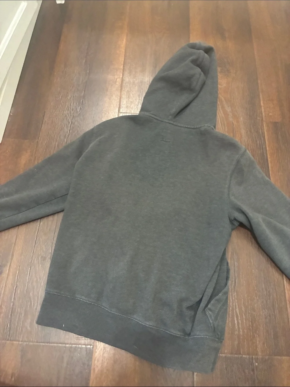 GAP Kids Gray Hoodie Sweater Blue Logo Zip Front Back to School Size L
